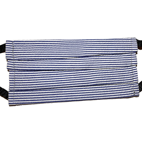 Navy Seersucker Mask