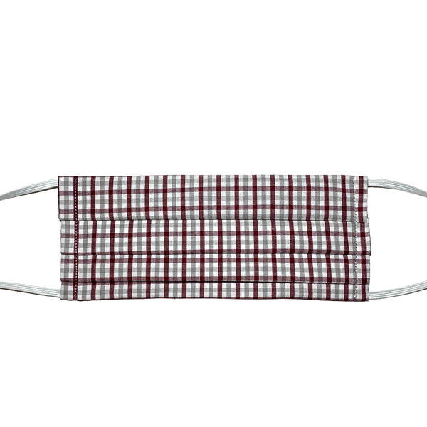 Silver and Maroon Gingham Mask