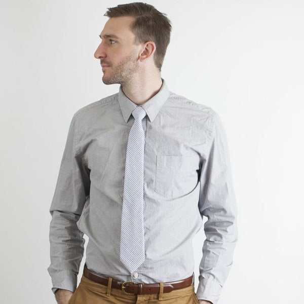 Navy Seersucker Necktie