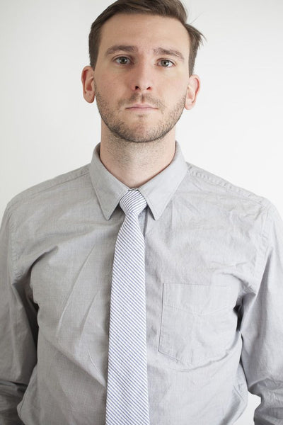 Navy Seersucker Necktie