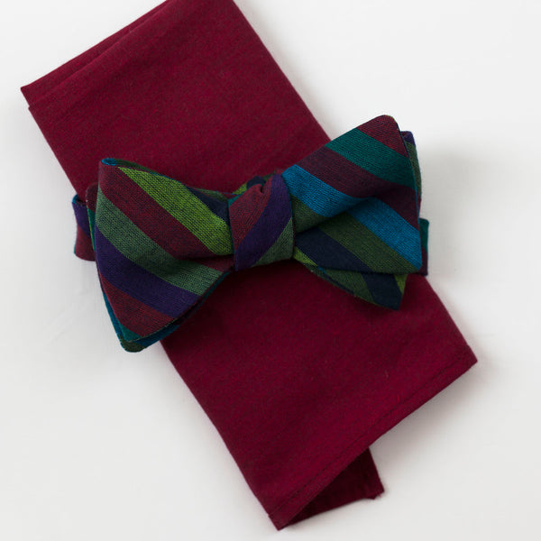 Cranberry Chambray Pocket Square